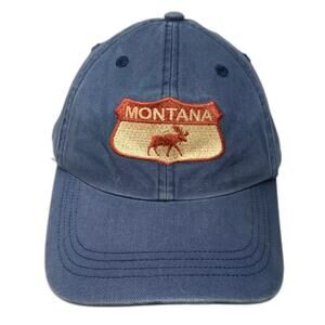 Alternative Apparel Montana Moose Baseball Cap Blue Orange Hat OS Adjustable